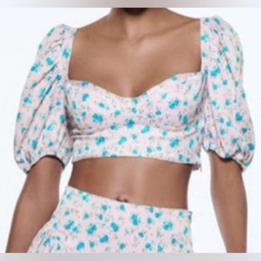 Zara Women’s Floral Print Corset Crop Top Size Medium
